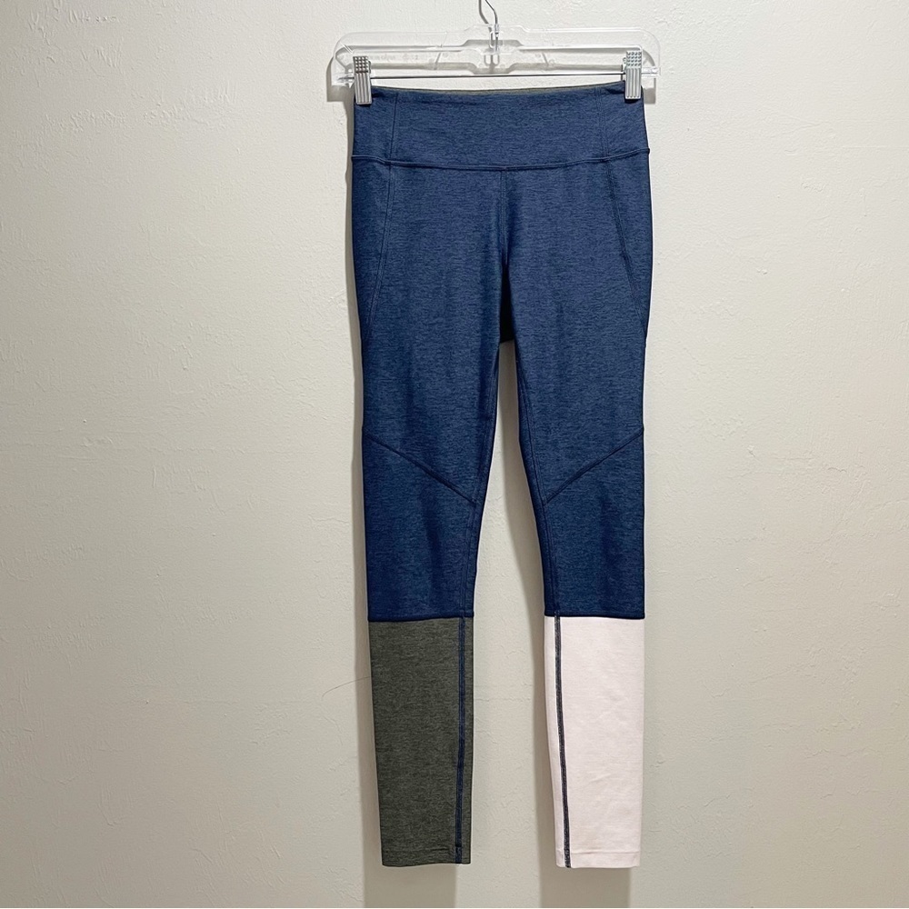 OUTDOOR VOICES Women’s Asymetrical Colorblock Leggings Navy Gray Pink Size XS